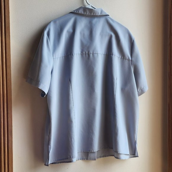 Kathie Lee Collection Vintage Blue Shortsleeve Button Down Blouse Size 22W/24W - Picture 12 of 14